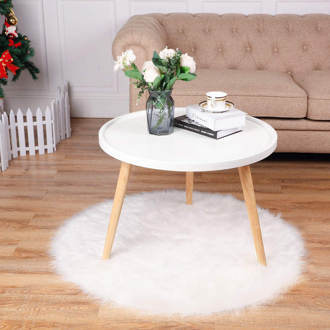 Tatuo Weisse Kunstpelz Weihnachtsbaum Rock Schnee Baum Röcke für Weihnachtsfeiertag Dekorationen (12