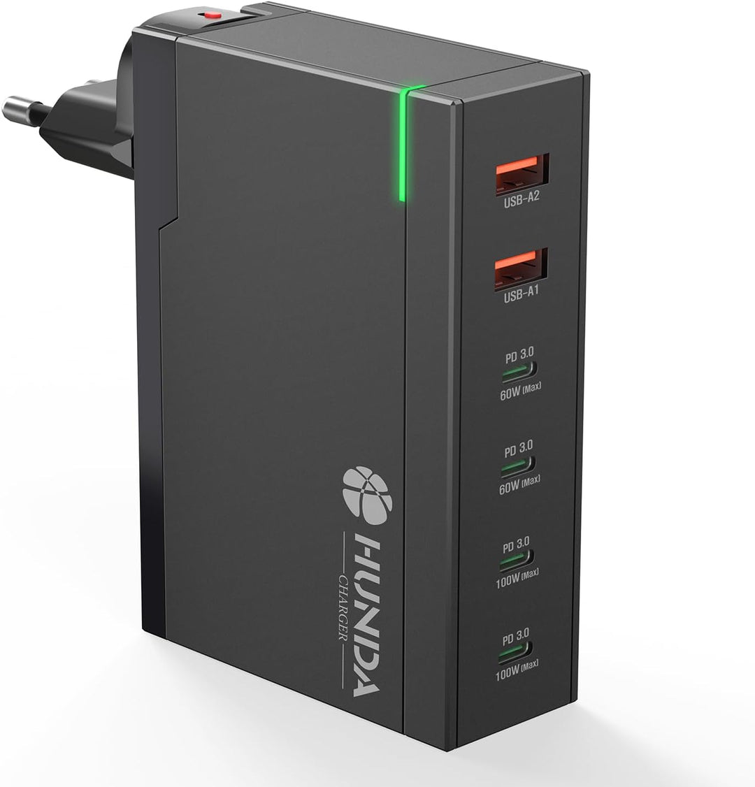 200W USB C Ladegerät,HUNDA GaN LadegerätUSB C 6 Ports,USB C Schnellladegerät Unterstützt 100W PD3.0