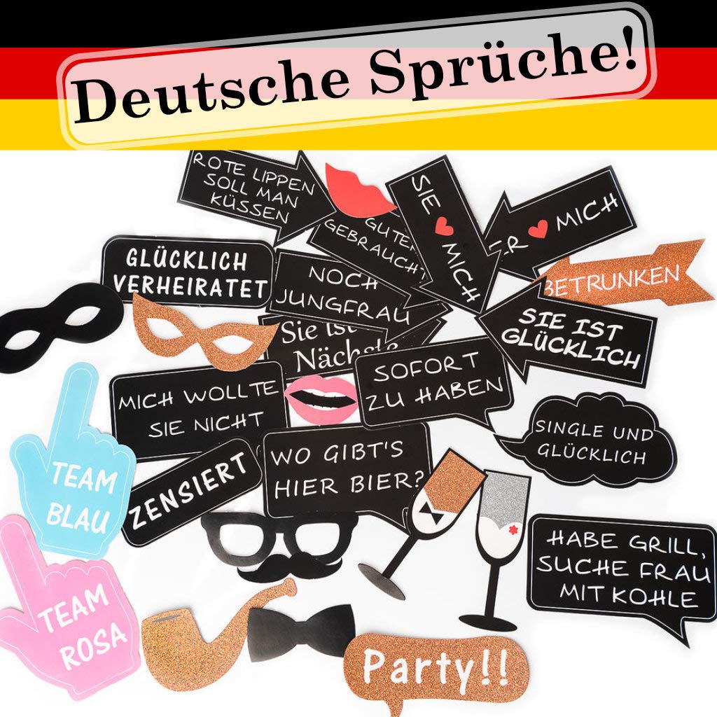 Fotorequisiten Hochzeit Fotobox Accessoires - Photo Booth Mit Deutschen Frechen Sprüchen Extra Gross