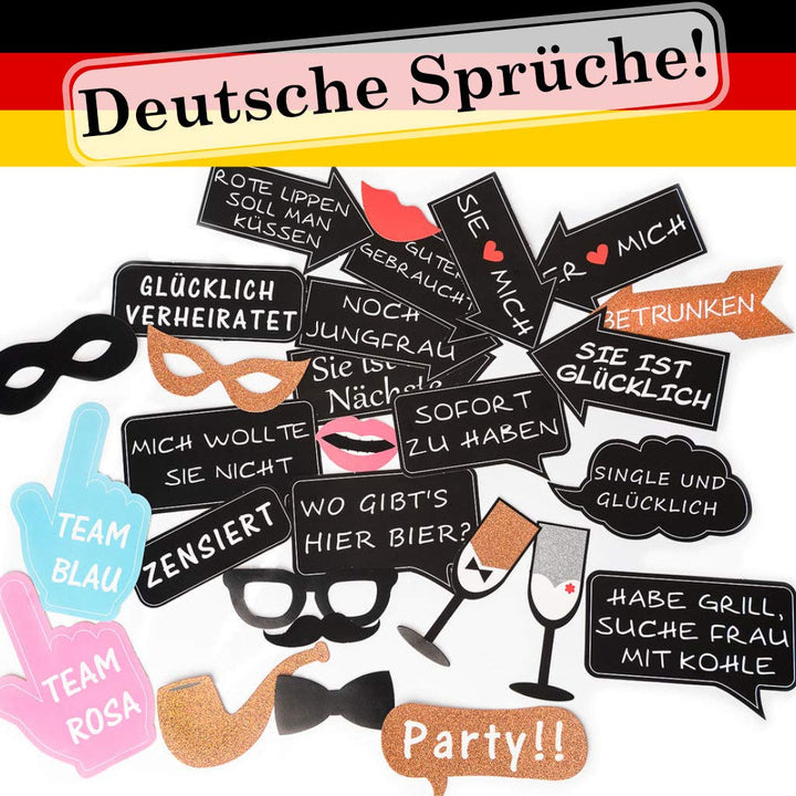 Fotorequisiten Hochzeit Fotobox Accessoires - Photo Booth Mit Deutschen Frechen Sprüchen Extra Gross
