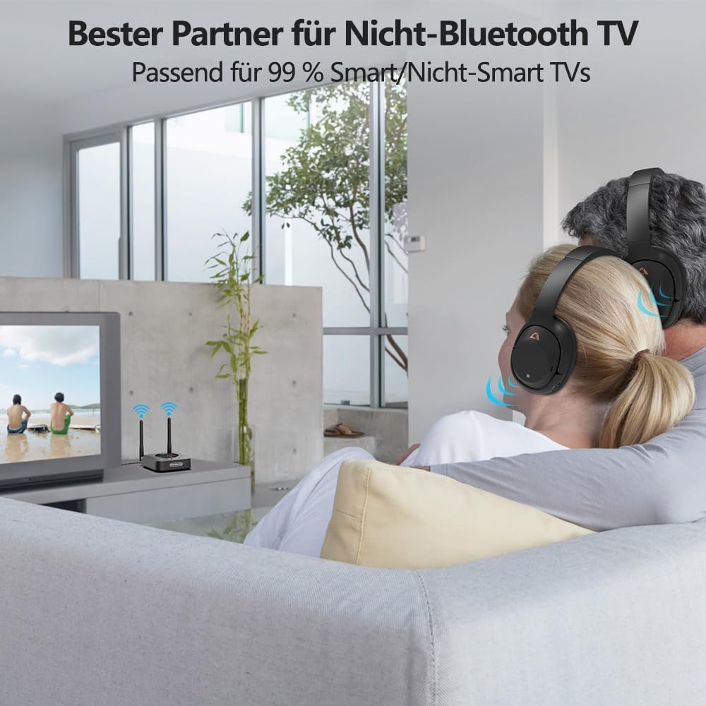 1Mii B06TX+ Bluetooth 5.3 Transmitter für TV mit Display, aptX Adaptive/HD/LL, Dual Link für 2 Kopfh