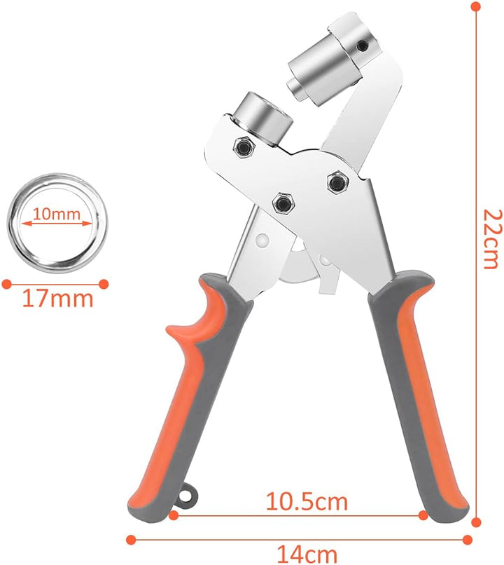 BriSunshine Ösenzange Set mit 500PCS (Innen Ø 10mm) Metallösen Ösen,Professionelles Handheld Ösensta