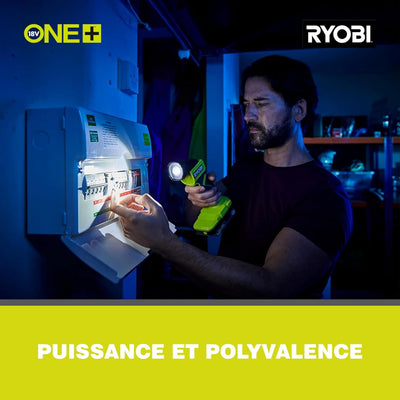 RYOBI 18 V ONE+ Akku-LED-Handleuchte RLF18-0 (Max. Lumen 280, Leuchtkopf um 180° schwenkbar, ohne Ak