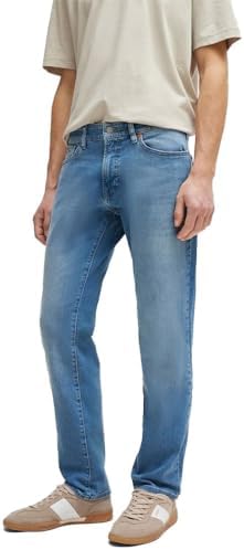 BOSS Herren Maine BC-L-C Blaue Regular-Fit Jeans aus schwerem Denim 32W / 30L Türkis441, 32W / 30L T