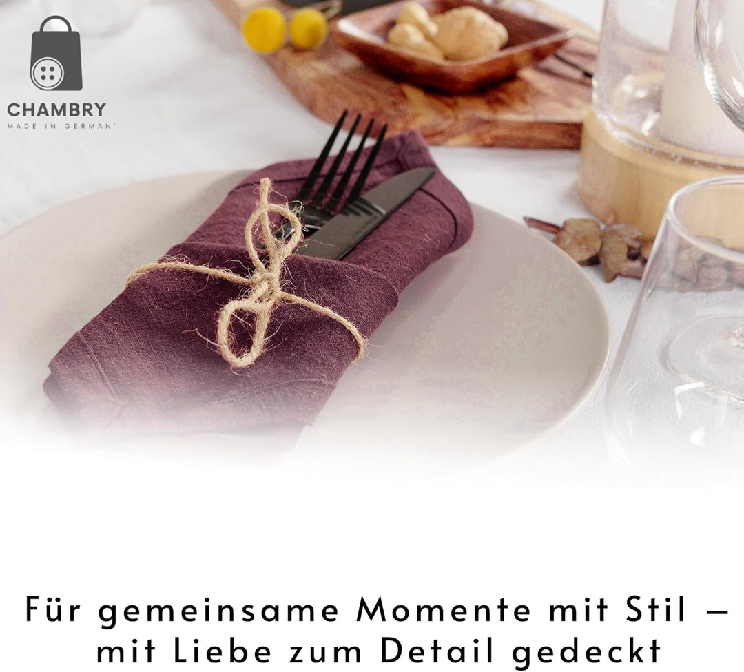 chambry 6 Premium Stoffservietten 100% Leinen Stonewashed - 40cm x 40cm - inkl. Faltanleitung als E-