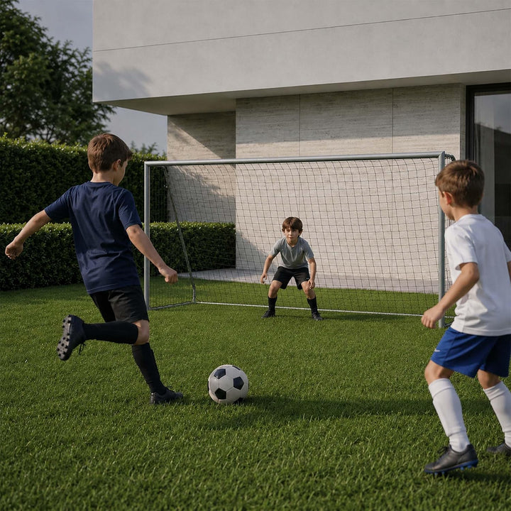 Relaxdays Fussballtor, ohne oder mit Torwand, PE-Netz &amp; Stahl, mit Erdhaken, Garten, grosses Spielto