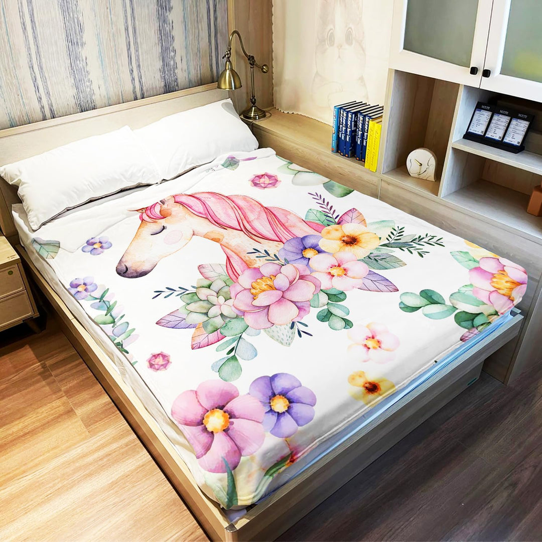 YISUMEI Decke 150x200 cm Kuscheldecken Sanft Flanell Weich Fleecedecke Rosa Einhorn 150 x 200 cm, 15