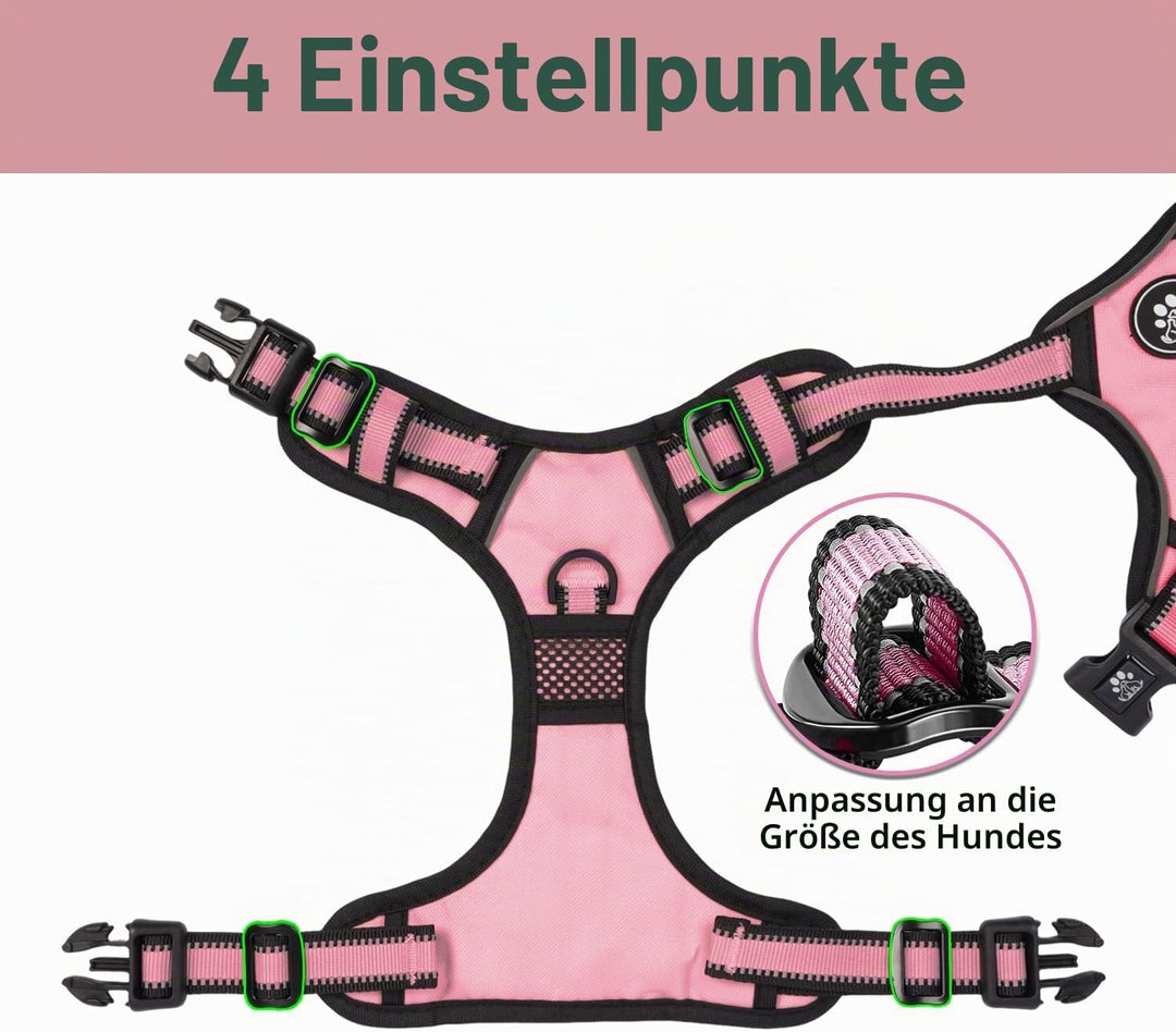 NESTROAD Hundegeschirr Kleine Hunde Rosa, Anti Zug Geschirr Gepolstert Brustgeschirr für Kleine Hünd