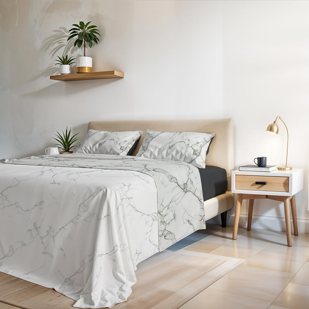 Italian Bed Linen, Fashion Bettwäsche-Set, Microfiber, Marble, Doppelbett Doppelbett Marble, Doppelb