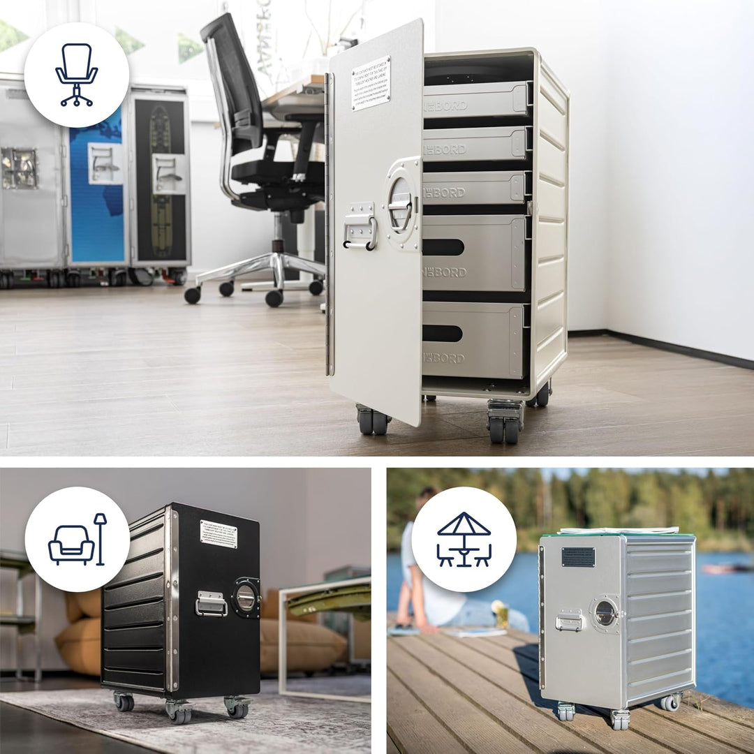 Rollcontainer mit Schubladen, mobiler Aktenschrank, Metallschrank, Schubladenschrank Küche, Druckert