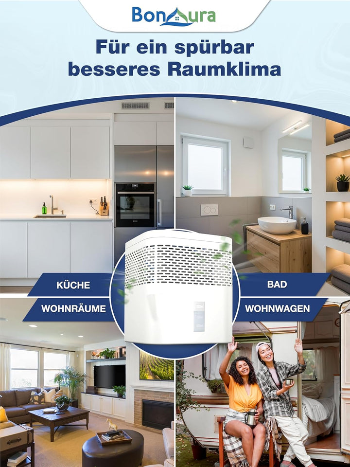BonAura® Luftentfeuchter ohne Strom - Raumentfeuchter für Keller, Bad uvm. - 450g Luftenfeuchter Nac