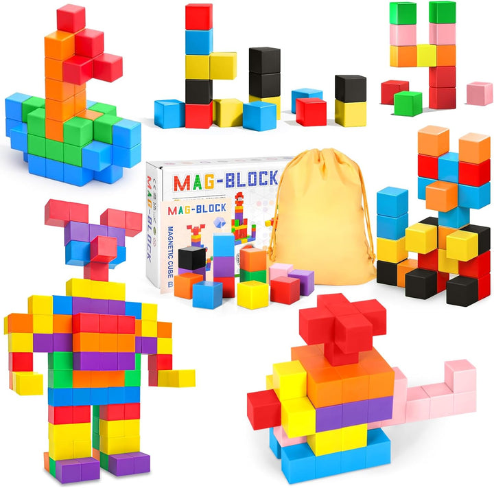 AQXONG 96Pcs Magnetische Bausteine Spielzeug, Magnetisches Bauspielzeug, Puzzle Baustein, Magnetisch