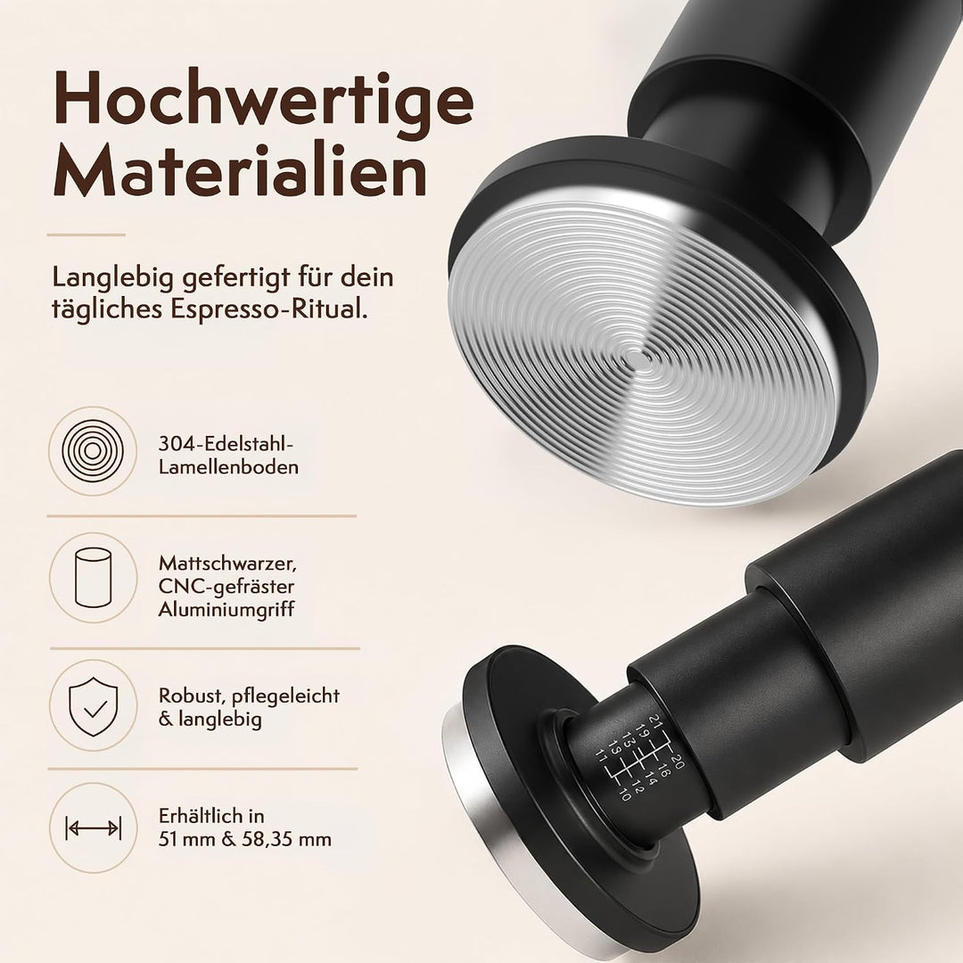 2-in-1 Espresso Tamper 51 mm mit WDT Tool – Kalibrierter 30-lb Tamper & 12-Nadel Espresso-Nadelverte