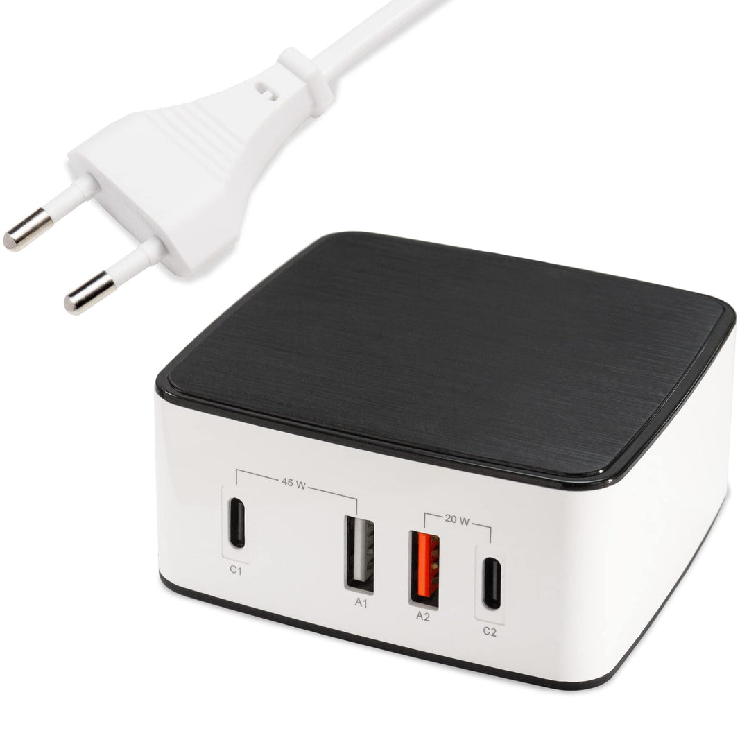 FeinTech NLG00165 USB C Ladegerät Mehrfach 4 Port 65W (45W + 20W) USB Netzteil mit 2X USB-C PD und 2