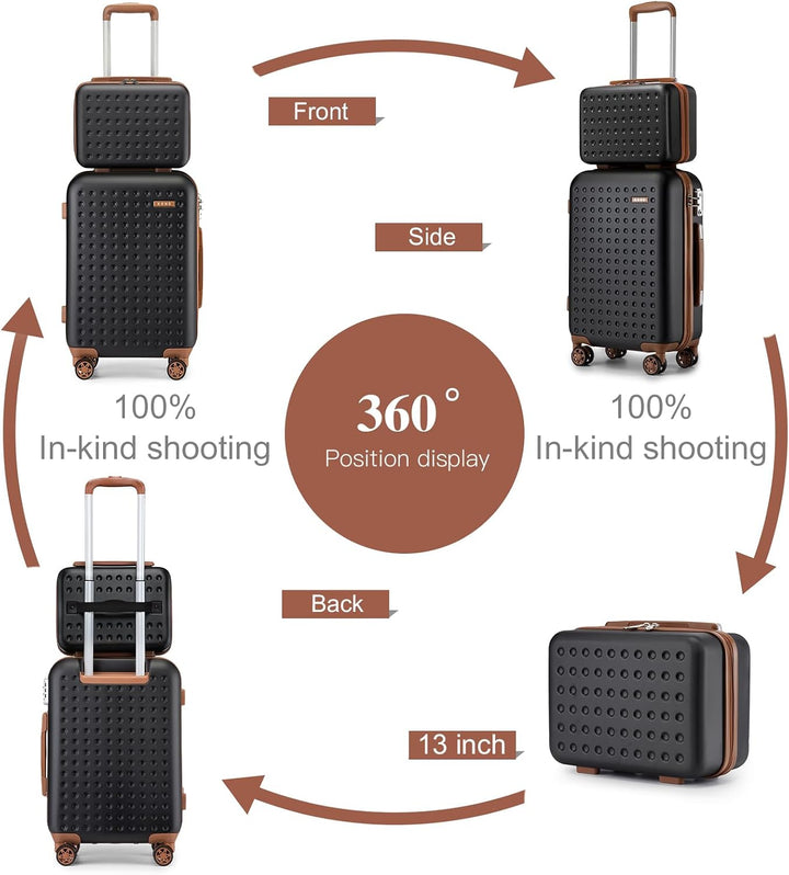 KONO Handgepäck Koffer Set mit Kosmetikkoffer Reisegepäck-Sets Beautycase Koffer Trolleys Reisekoffe
