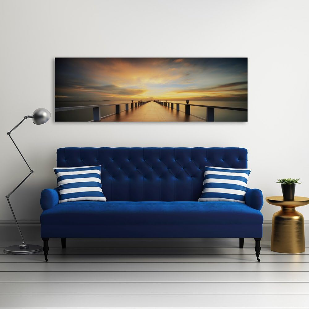 Feeby Bilder Steg Meer Wasser 100x40 cm Wohnzimmer Schlafzimmer Büro Flur Küche Wandbilder Modern Bi