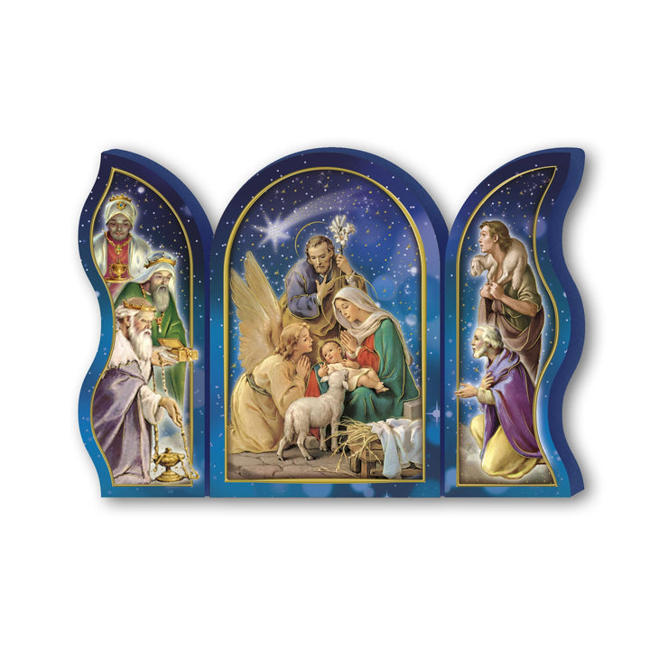 Fratelli Bonella | Triptychon Wandbild aus Holz der Geburt 6 x 9 cm | Made in Italy