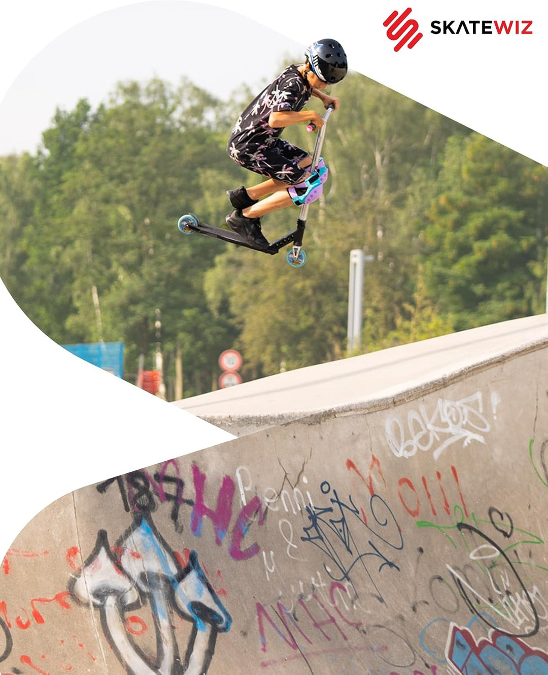 SKATEWIZ Skate Protektoren für Kinder &amp; Erwachsene in 6 Farben - Knieschützer Kinder Set [6pc] SMASH