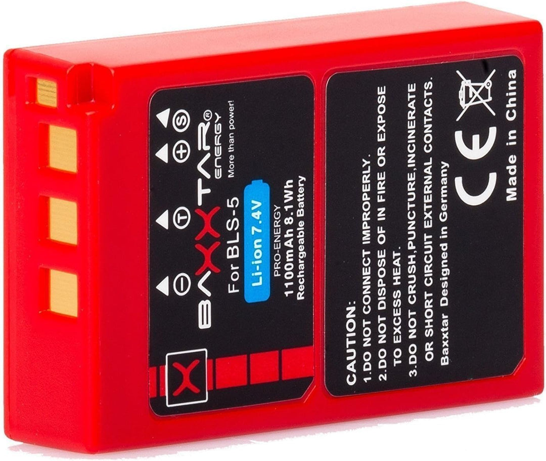Baxxtar PRO BLS-5 BLS-50 Akku-Pack/echte 1100mAh / kompatibel mit OM-System Olympus - mit Ladegerät