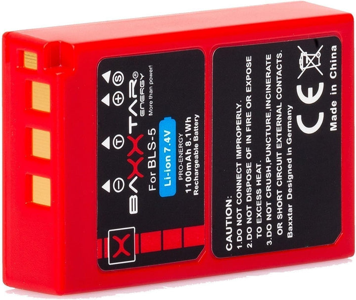 Baxxtar PRO BLS-5 BLS-50 Akku-Pack/echte 1100mAh / kompatibel mit OM-System Olympus - mit Ladegerät