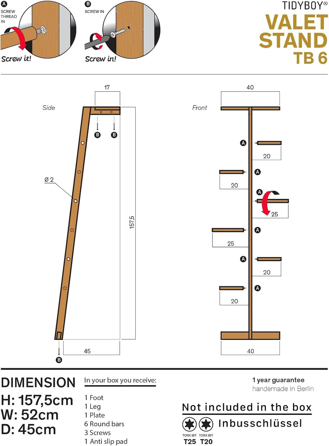 Stummer Diener aus Holz, Design Kleiderleiter, Herrendiener &amp; Modern Stiller Diener für Damen und He