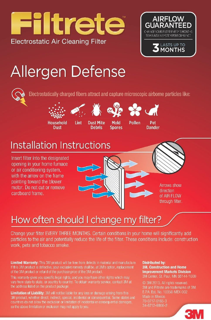 Filtrete Allergen Verteidigung Filter, AD02-6PK-2E 20x20x1 6.0, 20x20x1 6.0