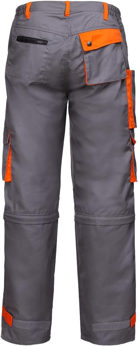Stenso Desman Herren Bundhosen Cargohose und kurzen Arbeitshosen 2 in 1 - Grau/Orange 56, 56