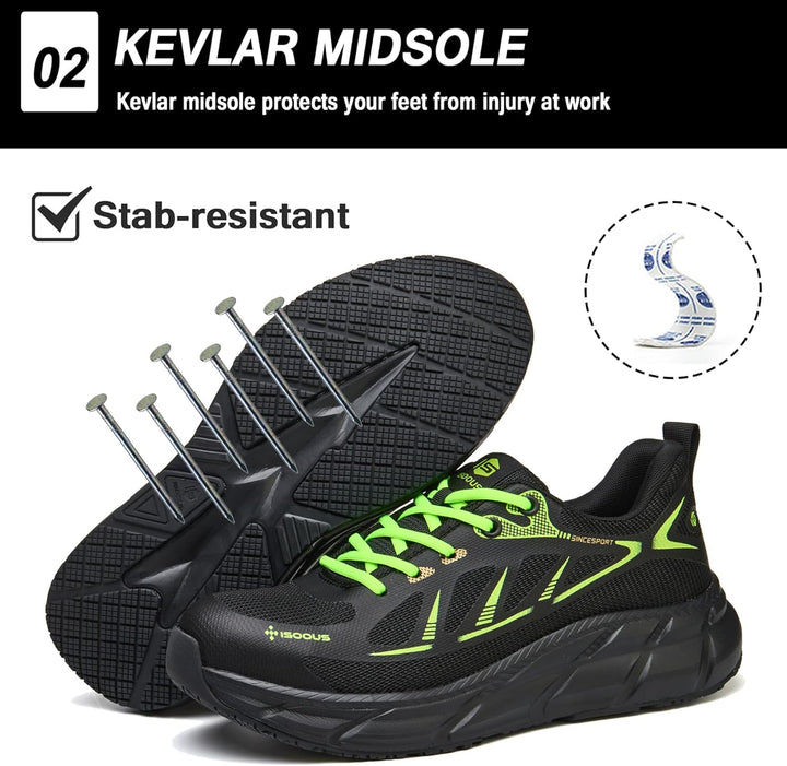 ISOOUS Arbeitsschuhe Herren Sicherheitsschuhe Damen Stahlkappenschuhe Sportlich Atmungsaktiv Schutzs