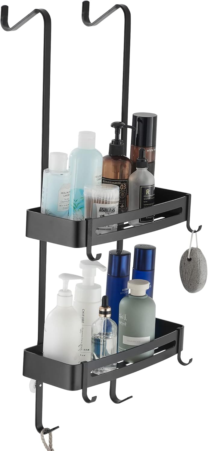 MOGFCT Duschregal zum hängen, Badezimmer-Duschablage, über der Tür hängende Duschablage, rostfreies