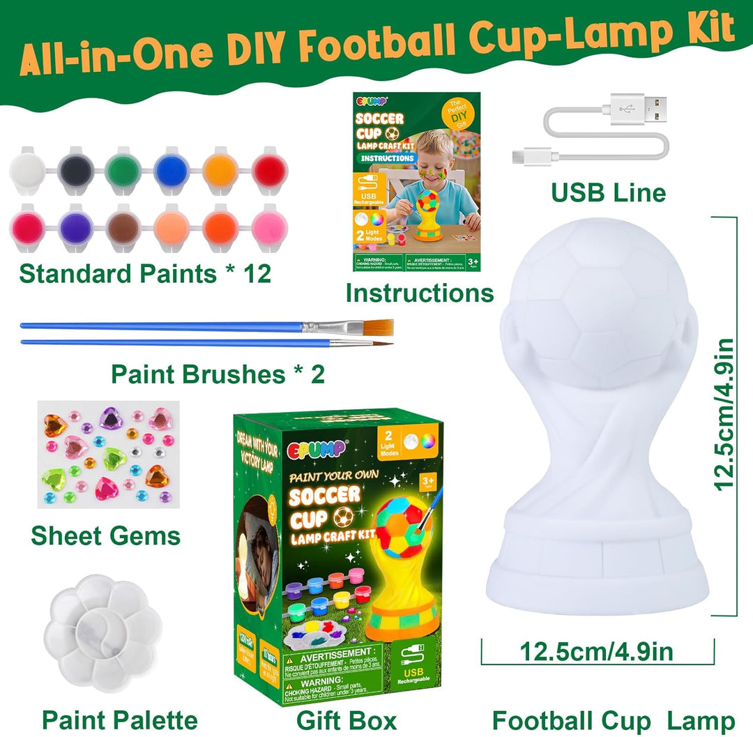 EPUMP Malen dir deine eigene Fussball-Champion-Lampe mit 2 Lichtmodi wiederaufladbarer 1200mAh Fussb