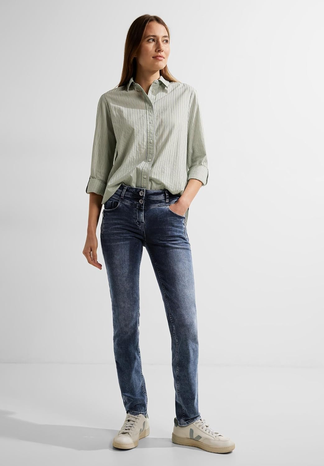 Cecil Damen Jeanshose Slim 30W / 32L Dark Blue Black Washed, 30W / 32L Dark Blue Black Washed