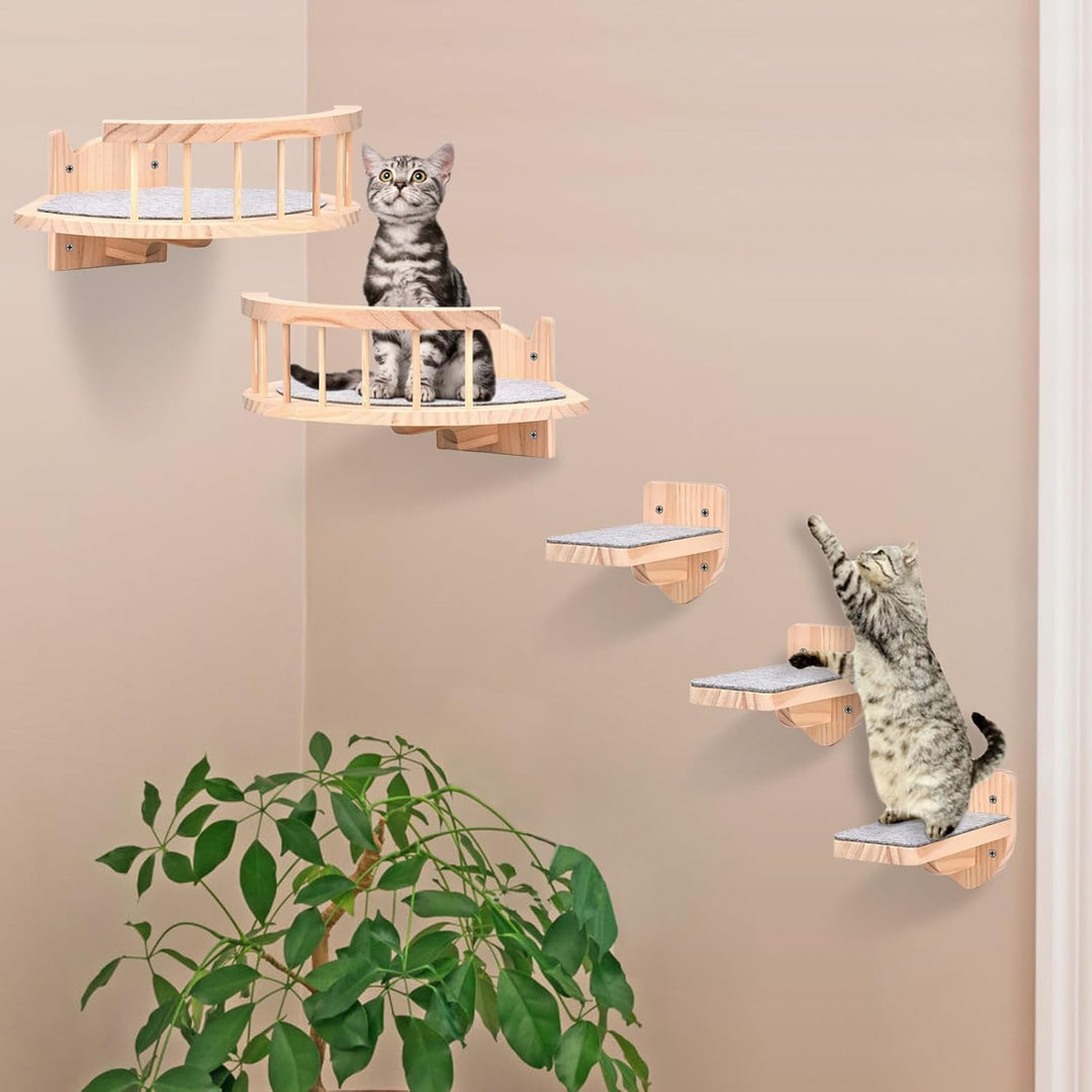 Wand montierte Katze-Hängematte, 2PCS Katze-Regale und Katze-Barsche für Wand, Katze-Wand-Möbel mit