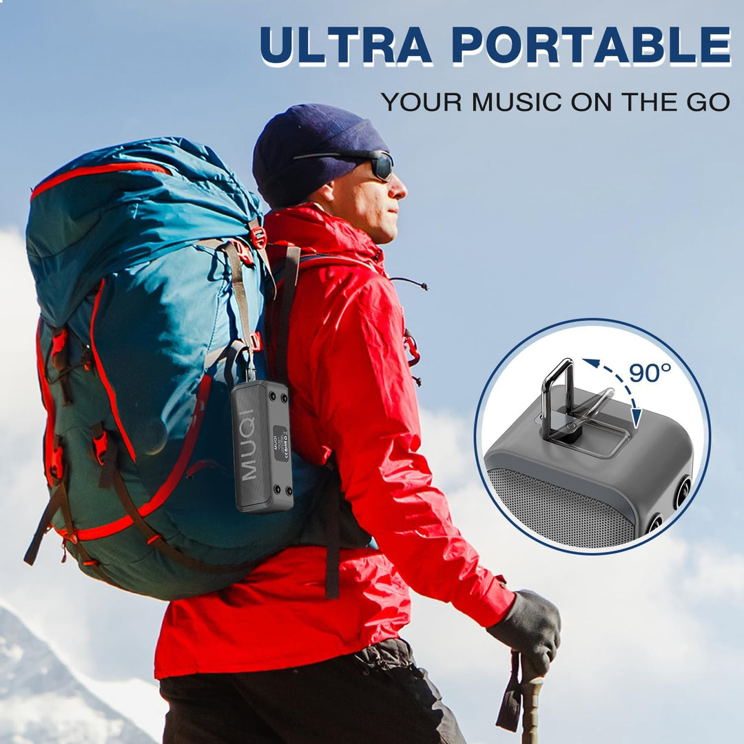 MUQI Bluetooth Lautsprecher, Musikbox mit IPX7 Wasserdicht,kabelloser Boxen 10W Stereo Sound intensi