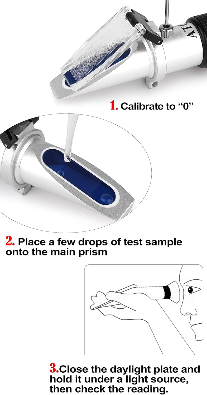Refraktometer Zucker 0–90%, Handheld-Brix-Refraktometer, hochgenaue Brix-Messung mit ATC für Obst, G