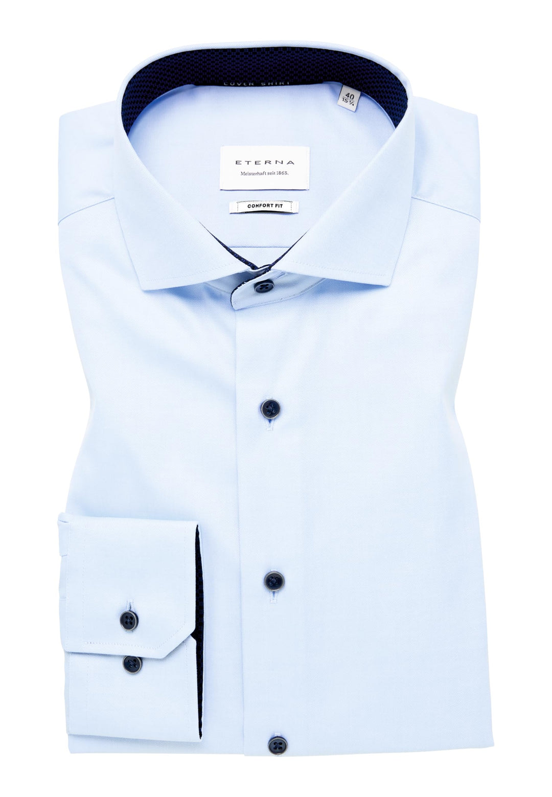 ETERNA Herren Langarmhemd Business-Hemd Comfort Fit Kent-Kragen unifarben mit schmalen Patch-Streife