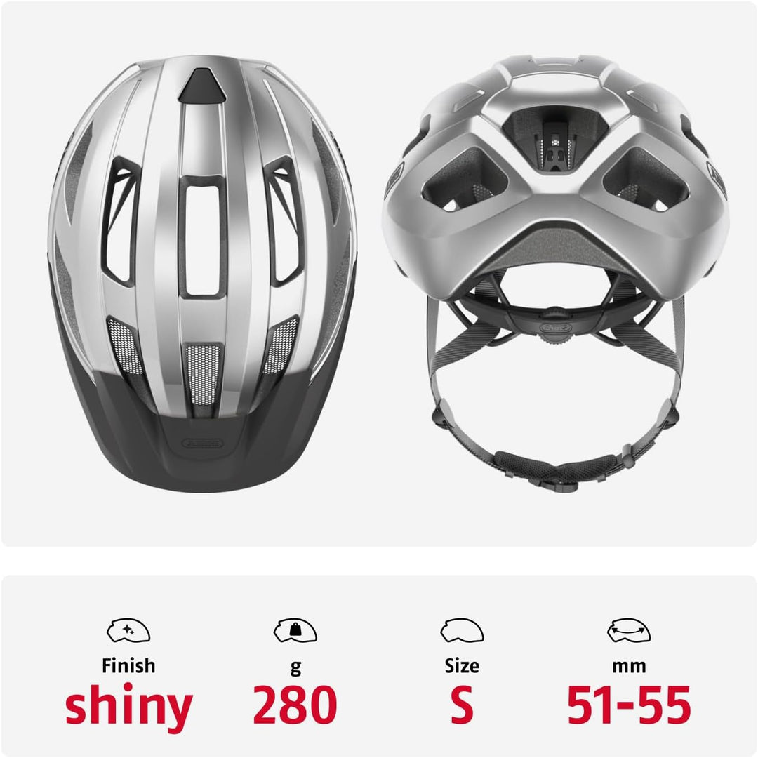 ABUS Rennradhelm Macator - sportiver Fahrradhelm für Einsteiger - auch für Zopfträger/-innen - für D