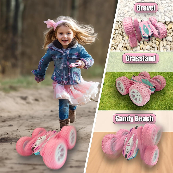 OYAKG Ferngesteuertes Auto ab 3 4 5 6 7 8 9 Jahre,Einhorn LED 4x4 Rosa RC Car 2xAkku 60min Play,Gesc