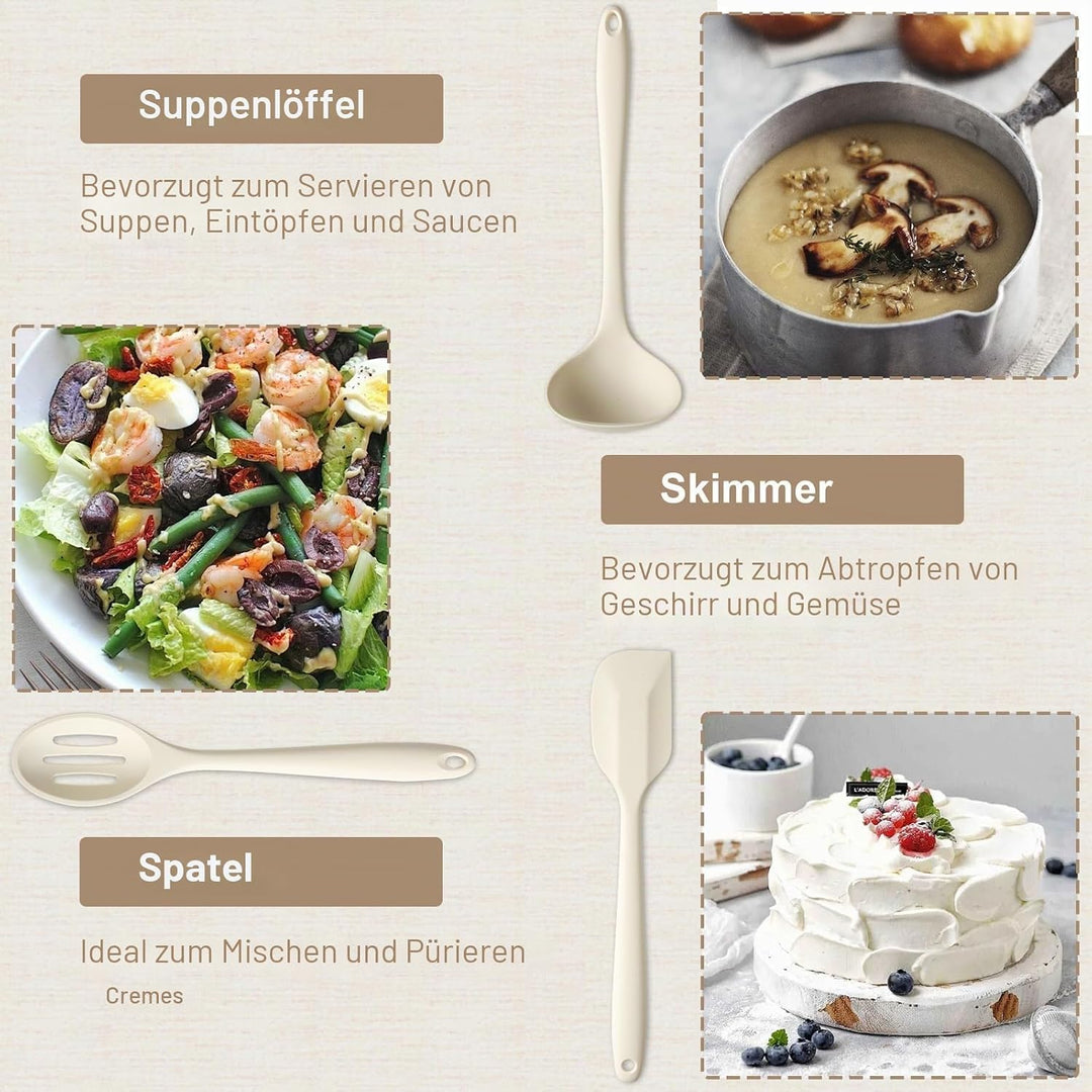 13 Stücke Küchen Kochutensilien Set, Silikon Küchenhelfer Set mit Utensilienhalter, Hitzebeständiger