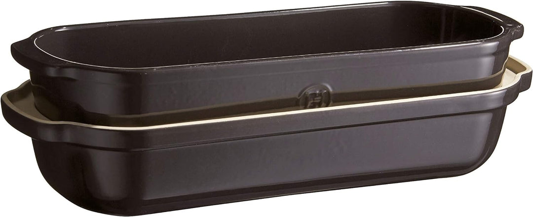 Emile Henry EH349503 Bauernbrot-Backform, Keramik, 39,5 x 16,5 x 15 cm., Keramik, Kohle, 39,5 x 16,5