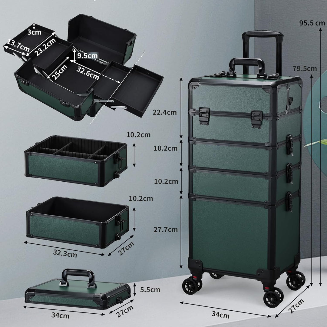Kosmetikkoffer Alu Beauty Case 5 in 1 Kosmetik Trolley Rollkoffer Make up Koffer Gross Schminkkoffer
