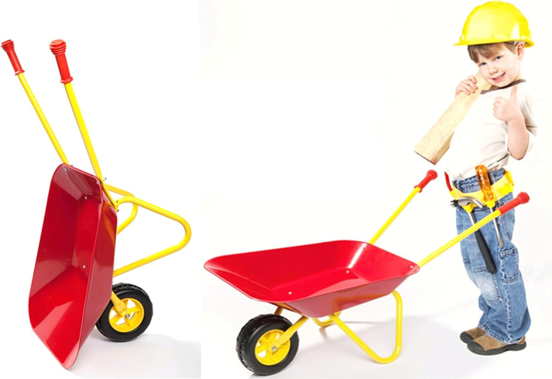 Izzy Metall Kinderschubkarre, Kinder ab 2 Jahren, Schubkarre für den Garten Gummi Sicherheitsgriffe