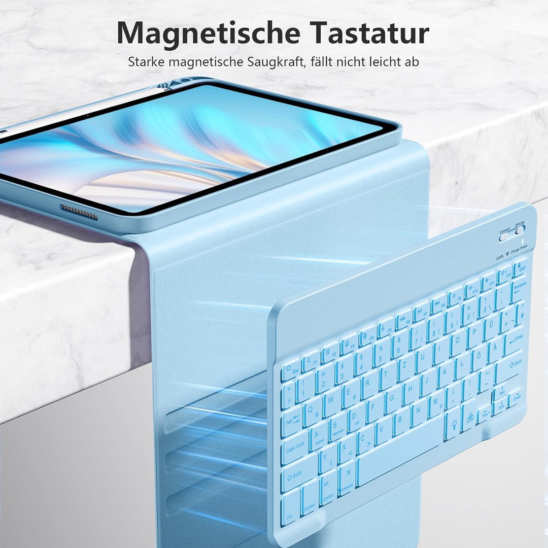 Hülle mit Tastatur für iPad 11 Generation A16/10 Generation (11/10.9 Zoll, 2025/2022), 7-farbige Bel