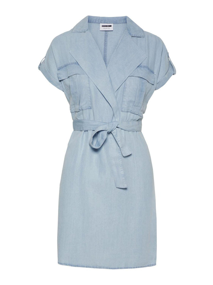 Noisy may Damen Blusenkleid Vera, Blau (Light Blue Denim Light Blue Denim)