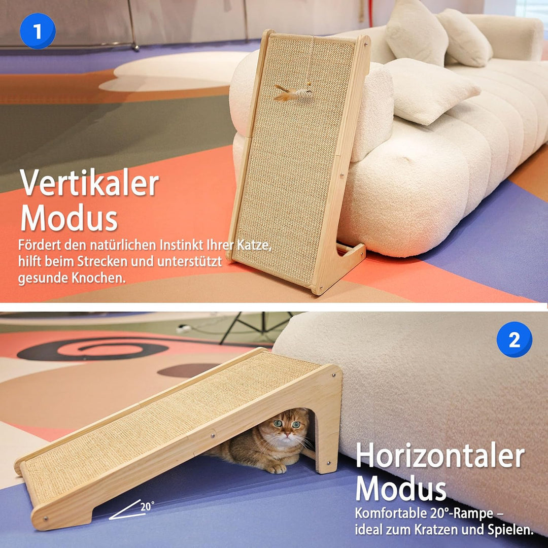 PETKARAY Kratzbrett Katze, 68 cm Hohe L-förmiger Sisal Kratzsäule, Dual-Use Kratzpads für Katzen, Ka