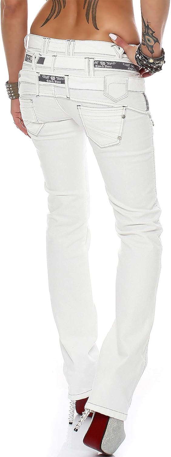 Cipo & Baxx Damen Jeans mit verzierten Gesässtaschen Stilvolle Passformen für jeden Anlass Komfort D