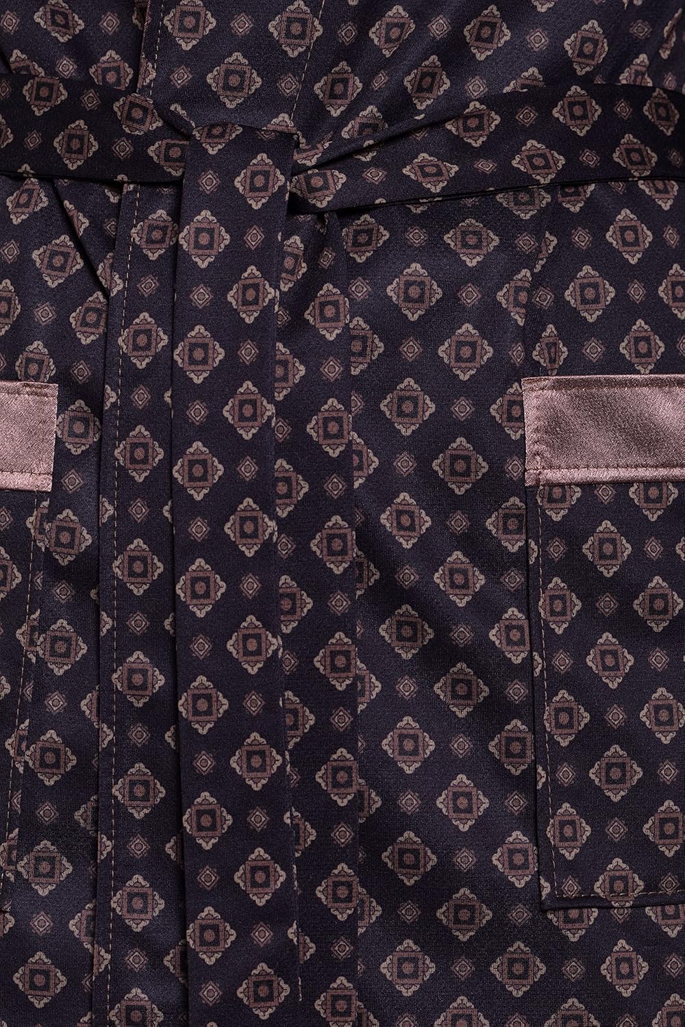 Herren Morgenmantel - Revise Brais RE-503 - Kurz - Dünn und leicht XXL Schwarz / Gold, XXL Schwarz /