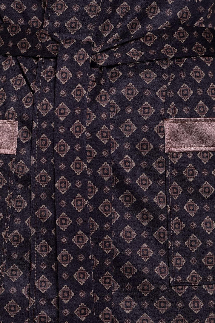 Herren Morgenmantel - Revise Brais RE-503 - Kurz - Dünn und leicht XXL Schwarz / Gold, XXL Schwarz /