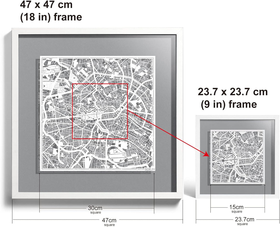 O3 DESIGN STUDIO - Marco de Papel para mapas, 22,8 x 22,8 cm, en Caja de Regalo, Fondo, autocambiant