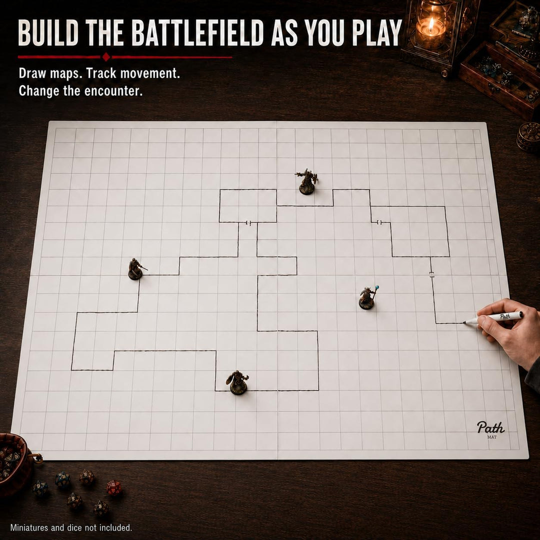 Double Sided Battle Game Mat for DND - Tabletop RPG Game Map Great for Dungeons and Dragons, Pathfin