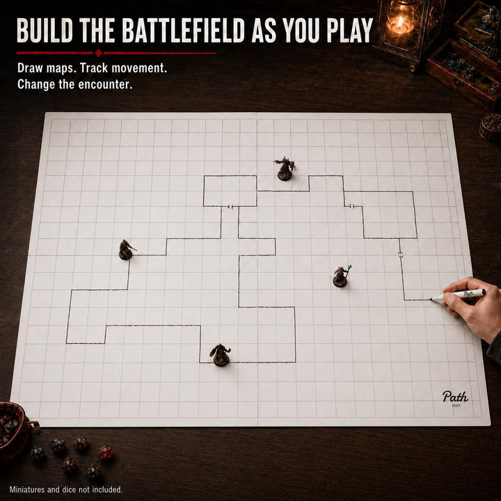 Double Sided Battle Game Mat for DND - Tabletop RPG Game Map Great for Dungeons and Dragons, Pathfin